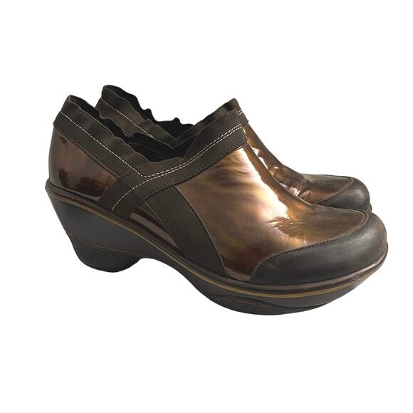 Jambu Women’s 10 CALI Marble Brown Patent Leather Platform Clogs - Picture 1 of 11